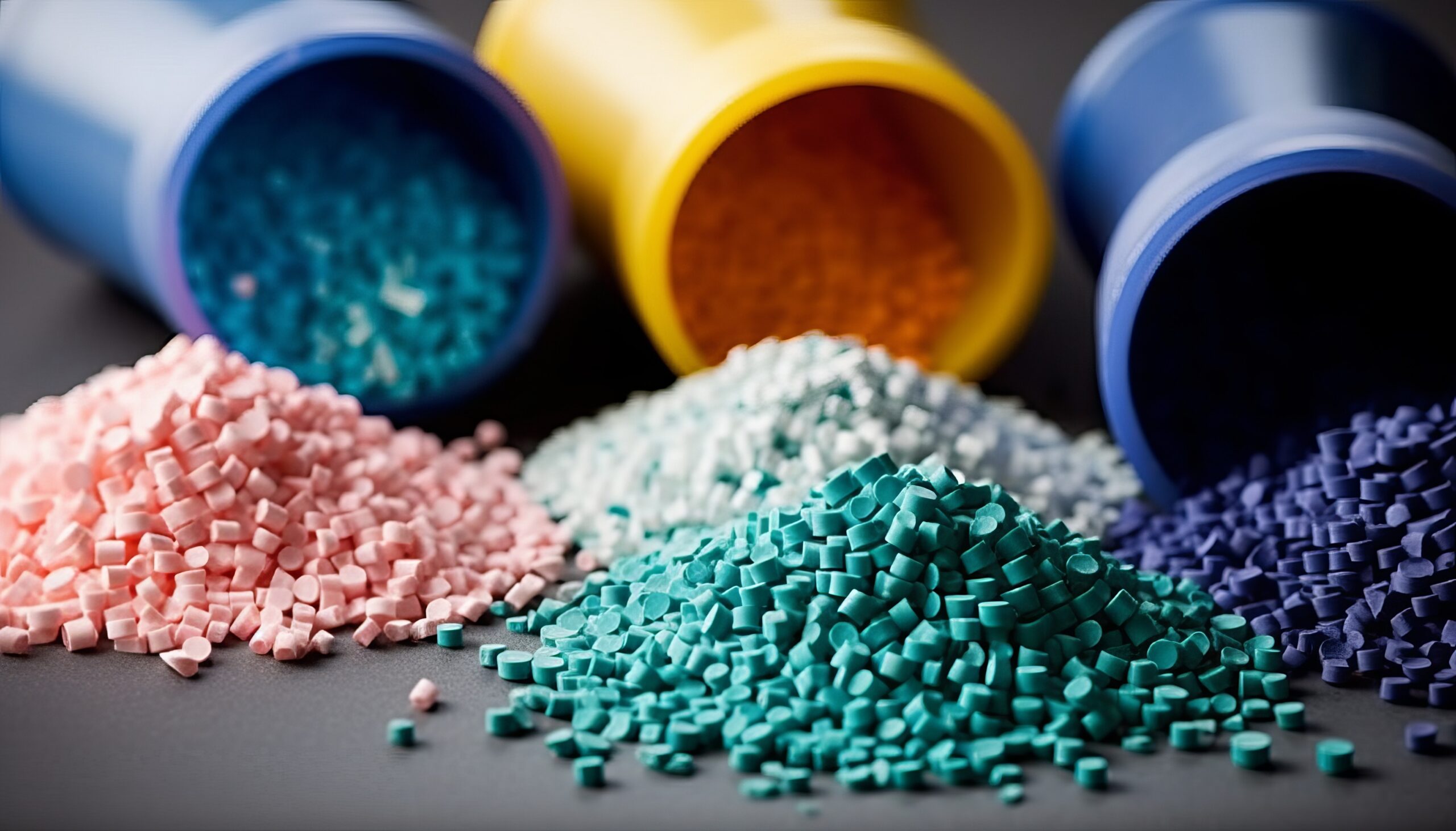 Multi-colored plastic pellets